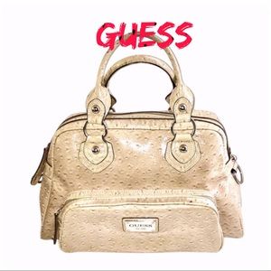 Guess beige Satchel Ostrich pattern